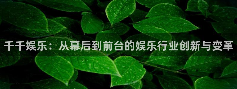 乐天堂fun体育f开户：千千娱乐：从幕后到前台的娱乐行业创新与变革